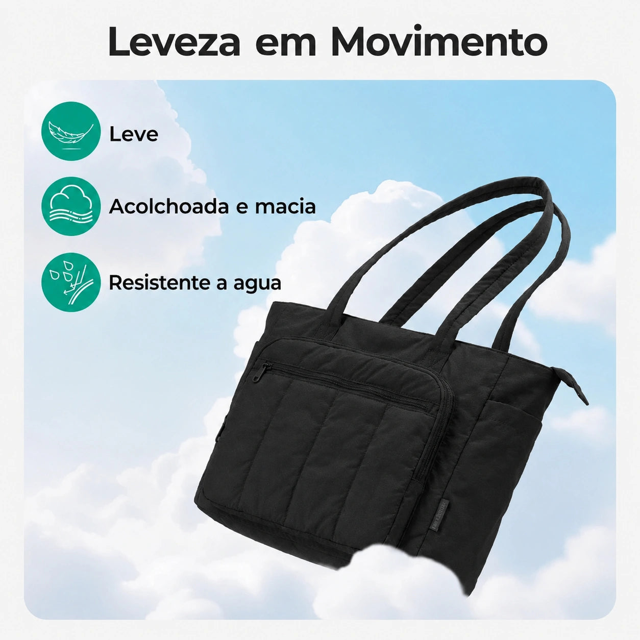 Kit Bolsa Tote Feminina Cor Preto - Leveza em Movimento