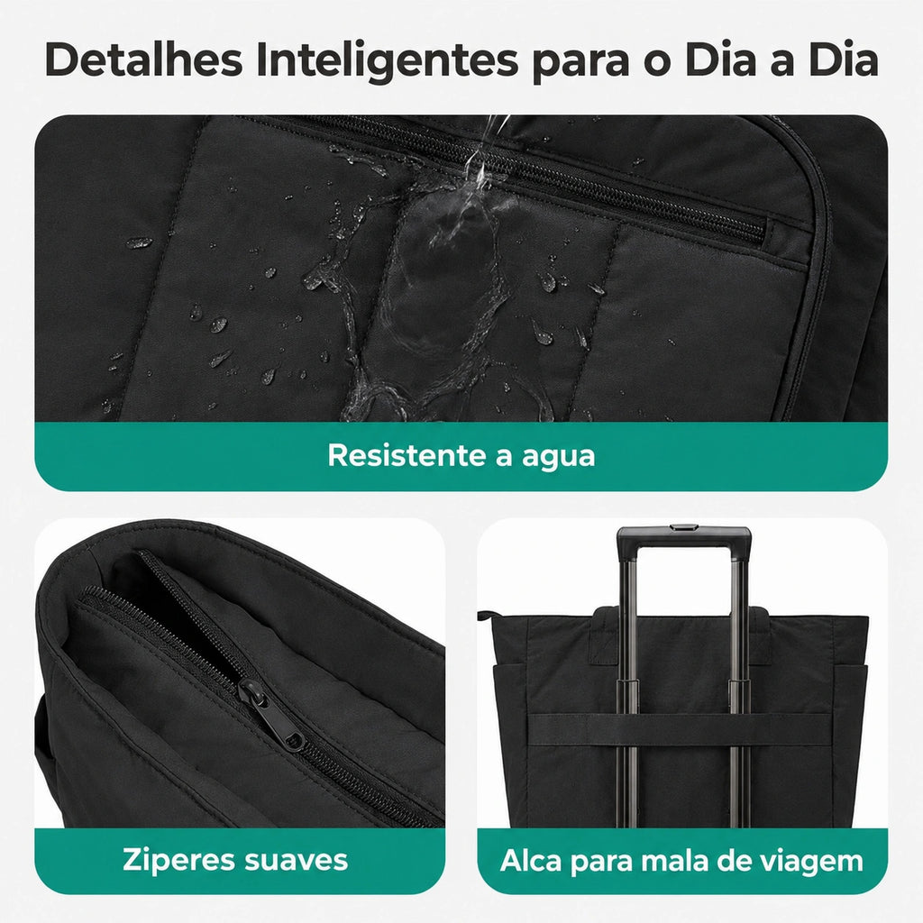 Kit Bolsa Tote Feminina Cor Preto - Detalhes Inteligentes para o Dia a Dia