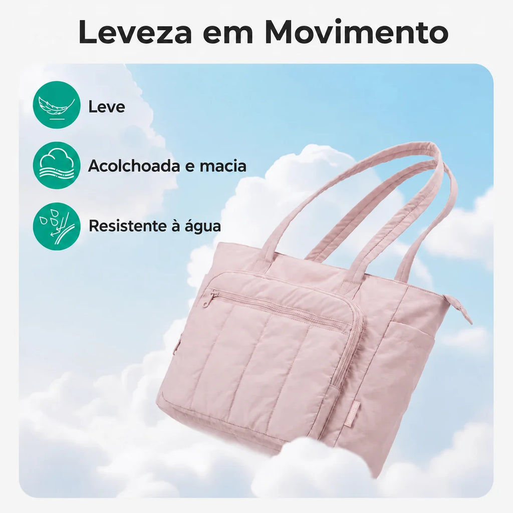 Kit Bolsa Tote Feminina com Necessaire (2 peças) Bags Mart Cor Rosa — Acabamento acolchoado