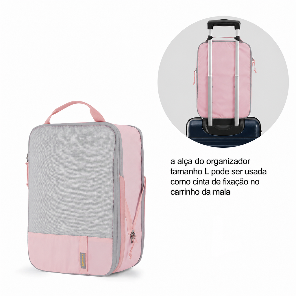 Kit Cubos Organizadores Bags Mart Rosa - Praticidade para Viagem