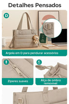 Bolsa Tote Boxy Média Bags Mart Cor Bege — Alça, zíper e acabamentos
