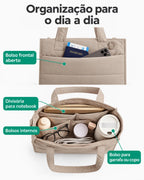 Bolsa Tote Boxy Média Bags Mart Cor Bege — Compartimentos e organização interna