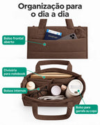 Bolsa Tote Boxy Média Bags Mart Cor Café — Compartimentos e organização interna