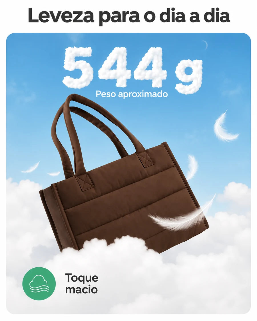 Bolsa Tote Boxy Média Bags Mart Cor Café — Peso aproximado e toque macio