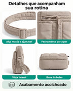 Pochete Esportiva para Corrida e Caminhada Bags Mart Cor Marrom — Alça, zíper e acabamentos