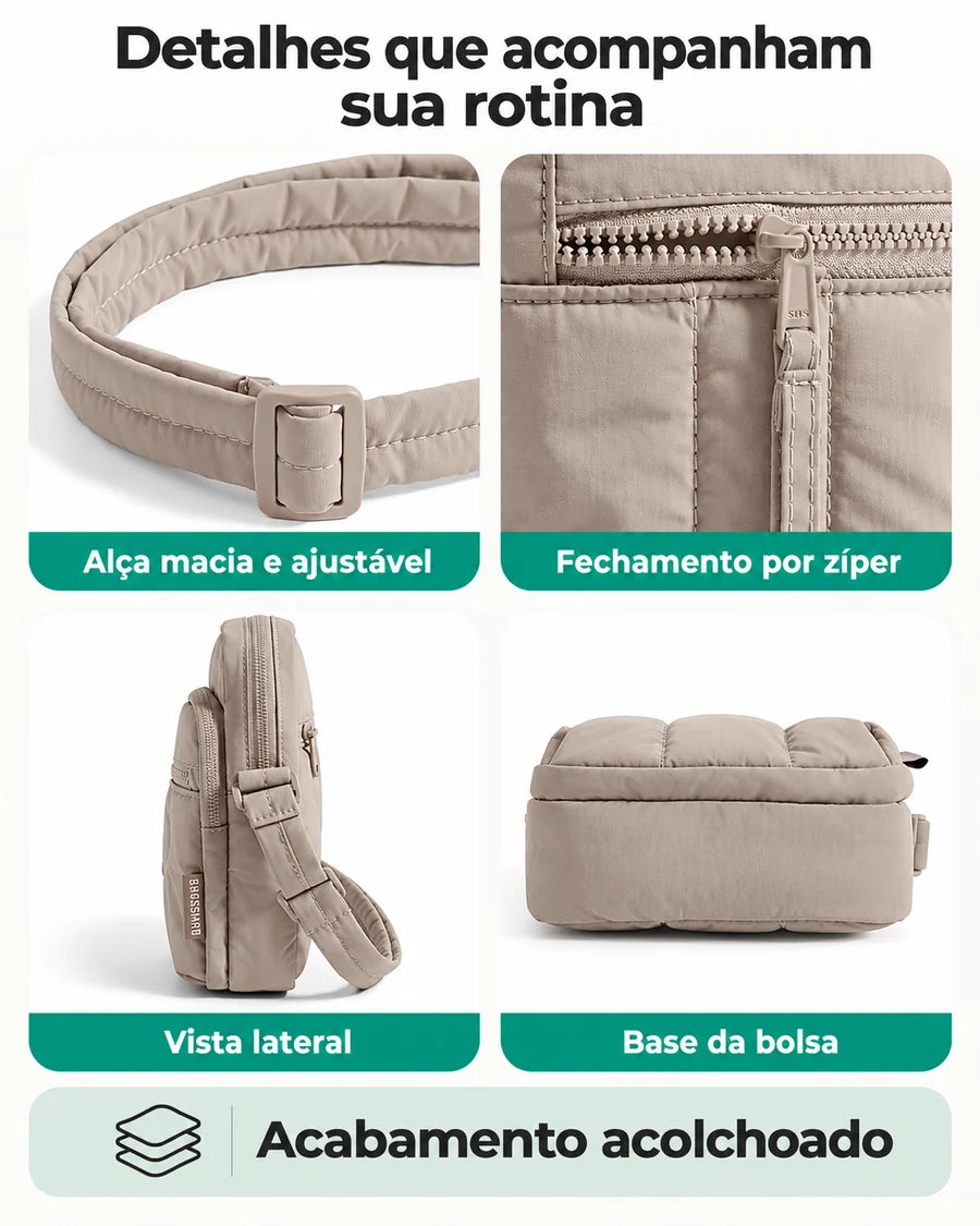 Pochete Esportiva para Corrida e Caminhada Bags Mart Cor Marrom — Alça, zíper e acabamentos
