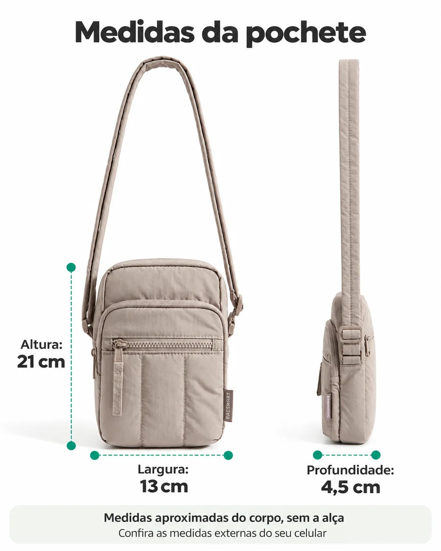 Pochete Esportiva para Corrida e Caminhada Bags Mart Cor Marrom — Medidas em centímetros