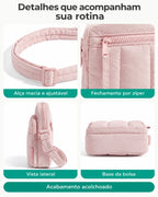 Pochete Esportiva para Corrida e Caminhada Bags Mart Cor Rosa — Alça, zíper e acabamentos