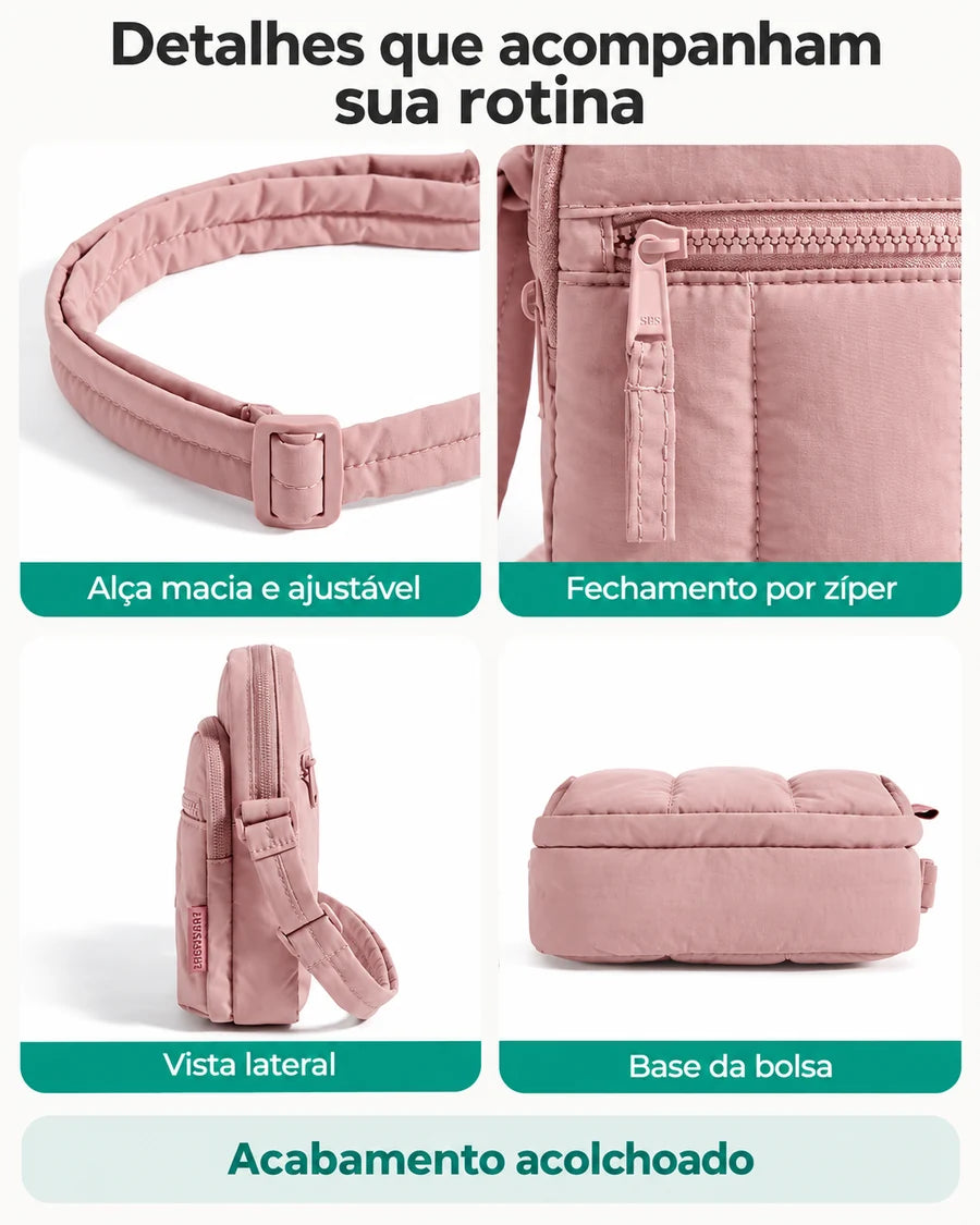 Pochete Esportiva para Corrida e Caminhada Bags Mart Cor Rosa Escuro — Alça, zíper e acabamentos