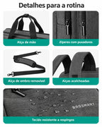 Alças e detalhes do tecido da mochila executiva Cinza