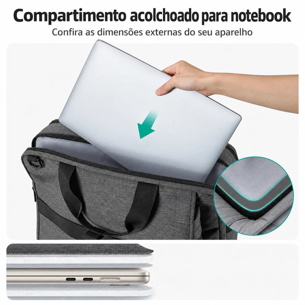 Compartimento acolchoado para notebook da mochila executiva Cinza