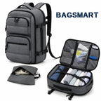 Kit com mochila de viagem Cinza de 40 L e saco para calçados Bags Mart