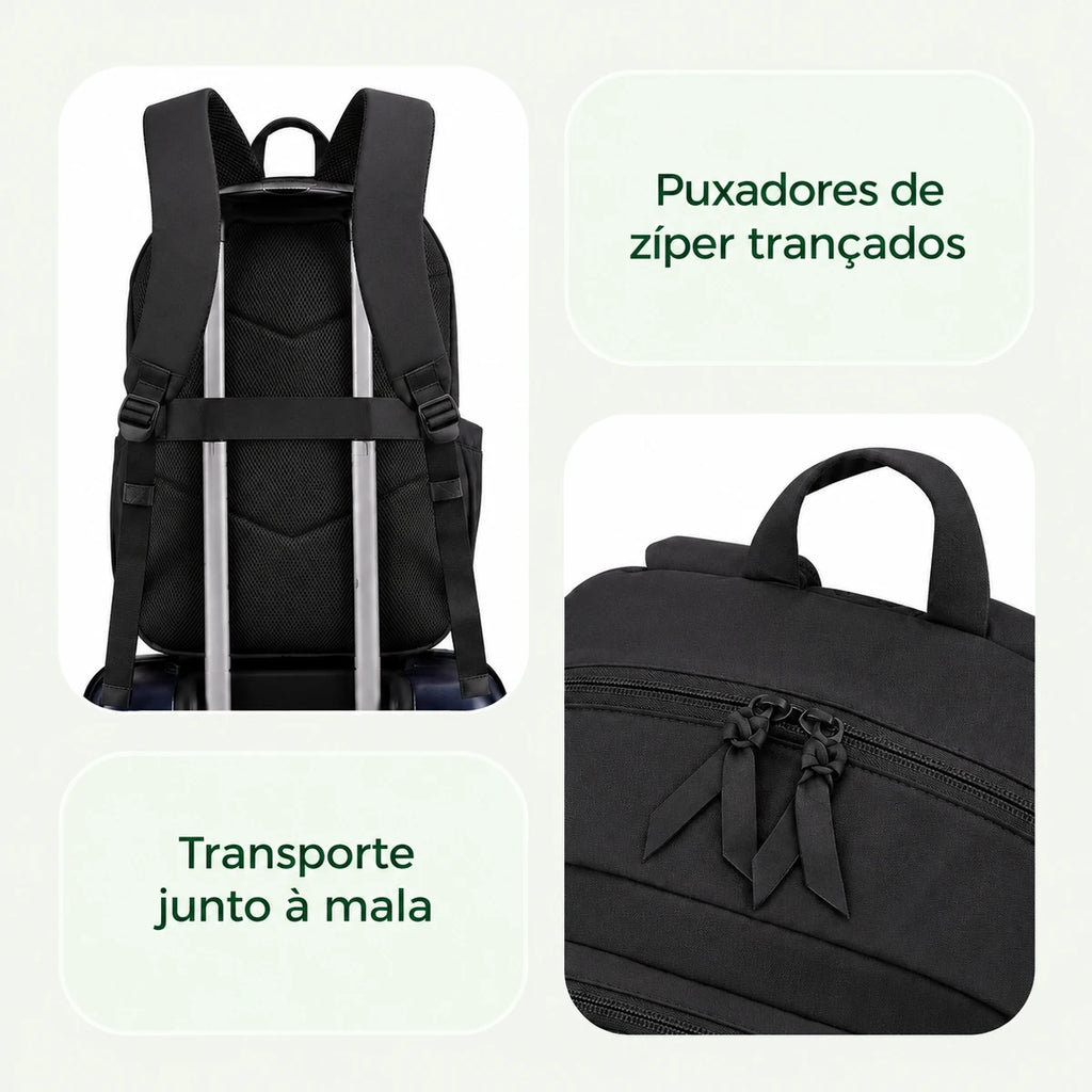 Faixa para mala e puxadores trançados da mochila escolar Preta