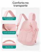 Alças ajustáveis e acolchoamento das costas da mochila Rosa