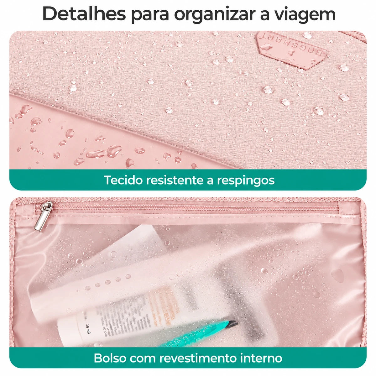 Tecido e bolso com revestimento interno da mochila Rosa