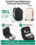 Mochila Preto de 30 L com dimensões de 46 por 32 por 19,8 cm