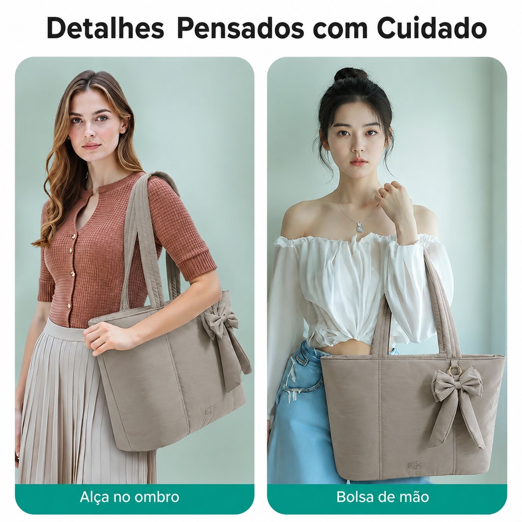 Bolsa Tote Feminina com Laço Cinza - Usos