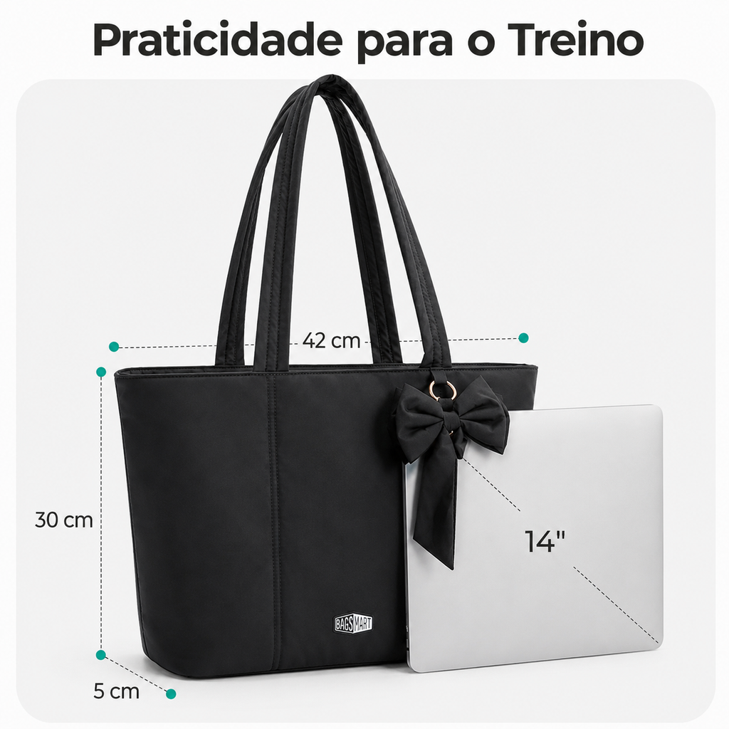 Bolsa Tote com Laço Bags Mart Preto - Dimensões
