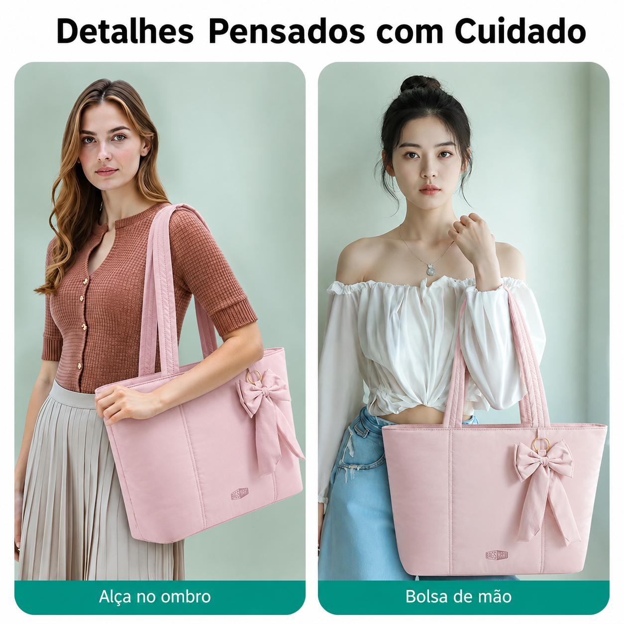 Bolsa Tote com Laço Bags Mart Rosa - Usos