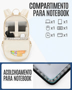 Compartimento acolchoado para notebook e forro Bege da mochila Light Flight