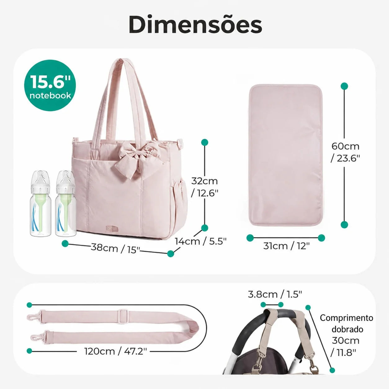 Dimensões - Bolsa Maternidade Bags Mart