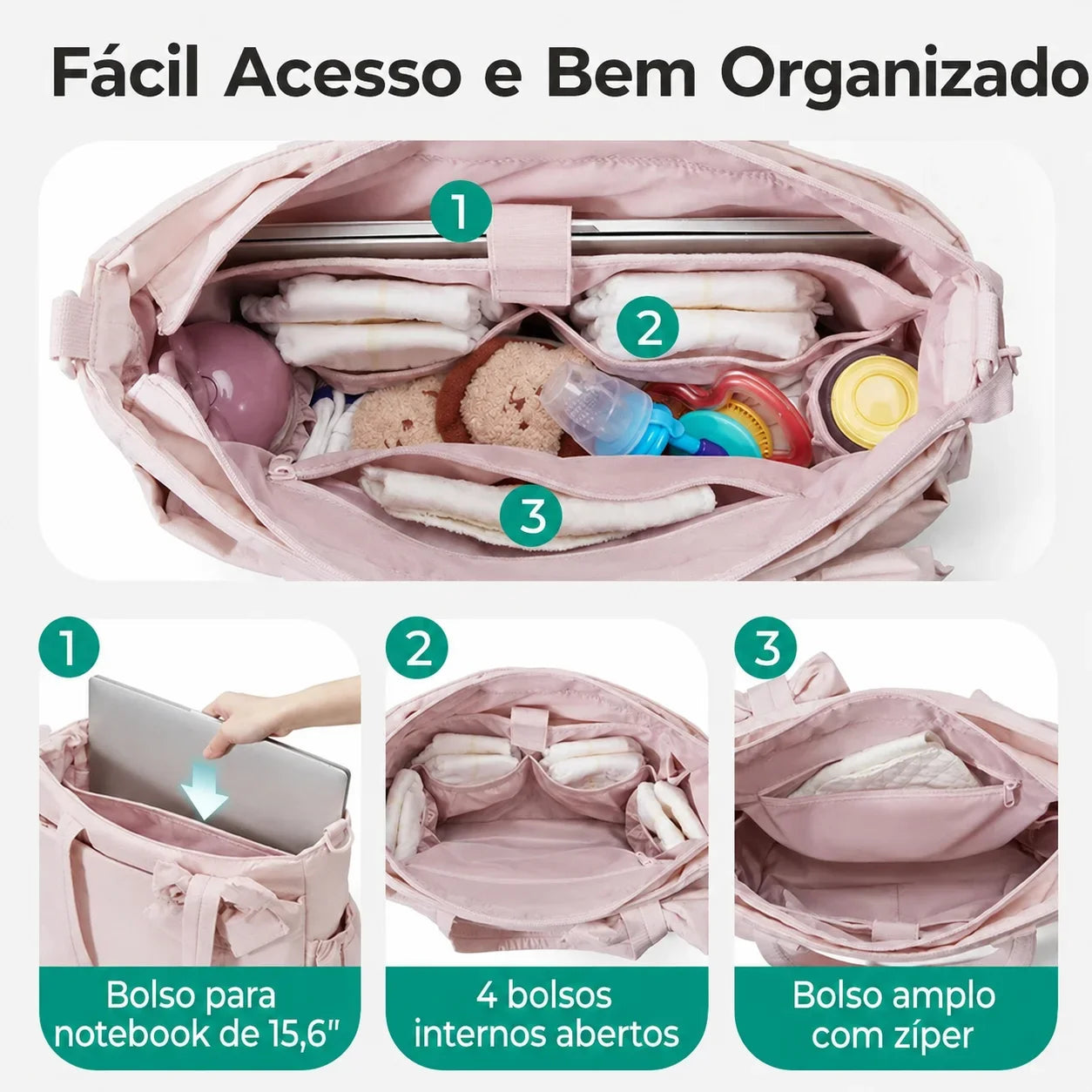 Bolsa Maternidade Bags Mart Rosa - Fácil Acesso