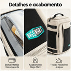 Mochila de Viagem Expansível 38 L com Compartimento para Sapatos Bags Mart Cor Bege — tecido, forro e acabamento