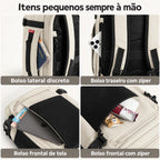 Mochila de Viagem Expansível 38 L com Compartimento para Sapatos Bags Mart Cor Bege — bolsos e organização