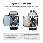 Mochila de Viagem Expansível 38 L com Compartimento para Sapatos Bags Mart Cor Bege — organização interna