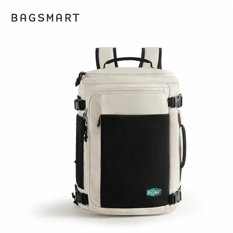 Mochila de Viagem Expansível 38 L com Compartimento para Sapatos Bags Mart Cor Bege — produto em destaque