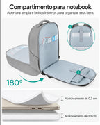 Mochila Executiva para Notebook com Cabo Retrátil Bags Mart Cor Cinza — Interior e compartimento acolchoado