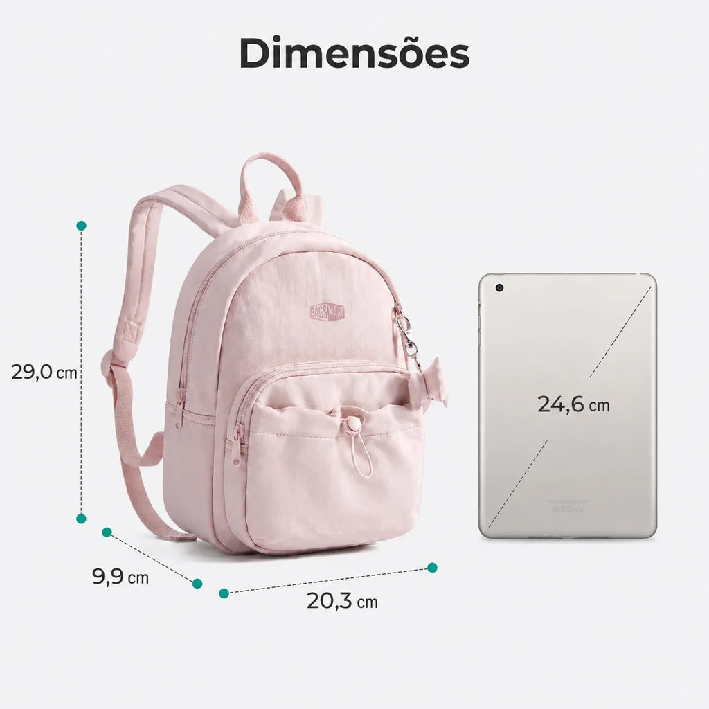 Dimensões - Mochila Feminina Minimalista Bags Mart