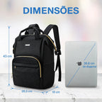 Mochila Feminina Universitária Bags Mart Cor Preto — 43 cm de altura, 28,5 cm de largura e 19 cm de profundidade