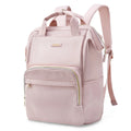 Mochila Feminina Universitária Bags Mart Cor Rosa — parte superior lisa, etiqueta rosa e zíperes dourados