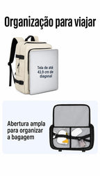 Mochila de Viagem Resistente à Água para Notebook Bags Mart Cor Bege — Abertura e organização