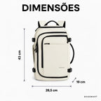 Mochila de Viagem Resistente à Água para Notebook Bags Mart Cor Bege — Dimensões: 43 cm de altura × 28,5 cm de largura × 19 cm de profundidade