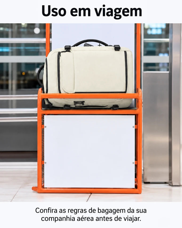 Mochila de Viagem Resistente à Água para Notebook Bags Mart Cor Bege — Uso em viagem
