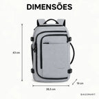 Mochila de Viagem Resistente à Água para Notebook Bags Mart Cor Cinza Escuro — Dimensões: 43 cm de altura × 28,5 cm de largura × 19 cm de profundidade
