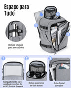 Mochila de Viagem Resistente à Água para Notebook Bags Mart Cor Cinza Escuro — Compartimentos e organização