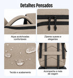 Mochila de Viagem Resistente à Água para Notebook Bags Mart Cor Marrom — Alças, zíperes e faixa para mala