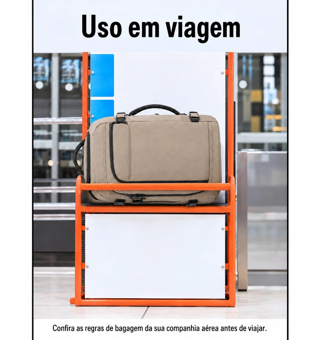 Mochila de Viagem Resistente à Água para Notebook Bags Mart Cor Marrom — Uso em viagem