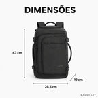 Mochila de Viagem Resistente à Água para Notebook Bags Mart Cor Preto — Dimensões: 43 cm de altura × 28,5 cm de largura × 19 cm de profundidade