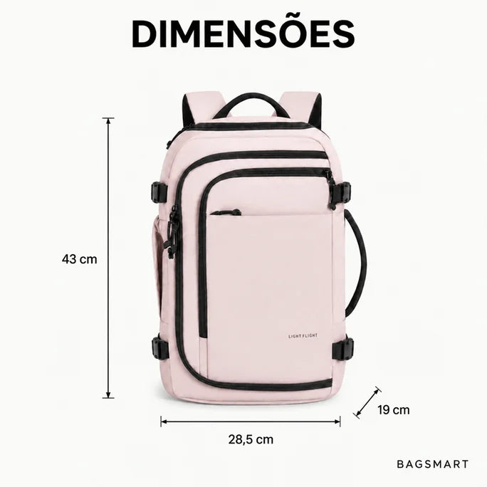 Mochila de Viagem Resistente à Água para Notebook Bags Mart Cor Rosa — Dimensões: 43 cm de altura × 28,5 cm de largura × 19 cm de profundidade