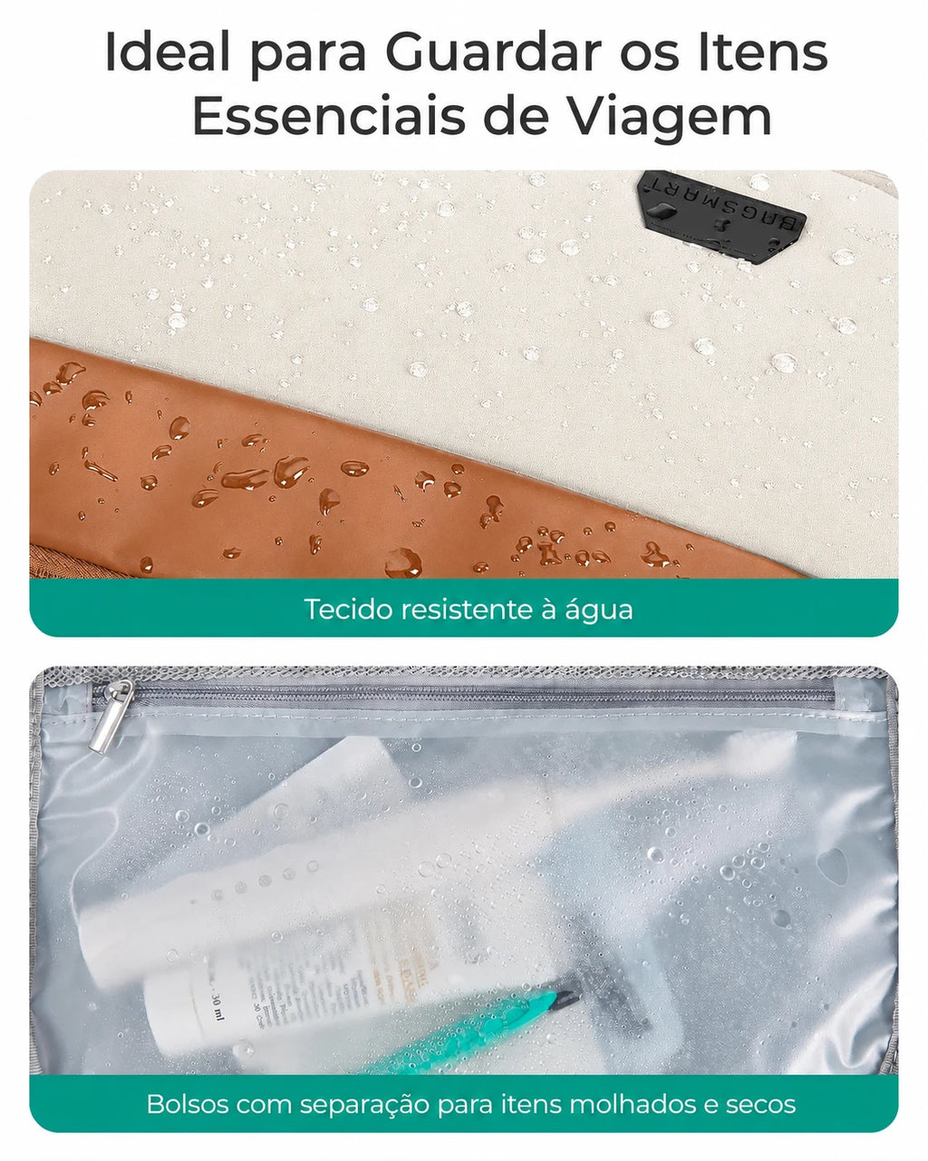 Ideal para itens de viagem - Mochila de Viagem Bags Mart 30L Bege