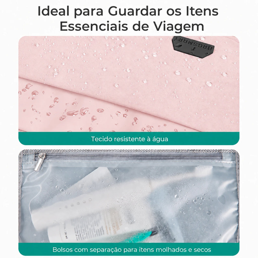 Ideal para itens de viagem - Mochila de Viagem Bags Mart 30L Rosa