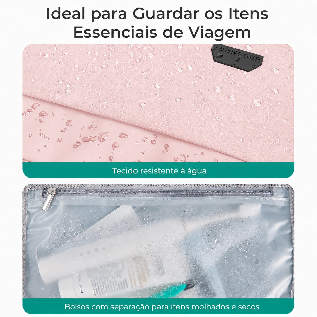 Ideal para itens de viagem - Mochila de Viagem Bags Mart 30L Rosa