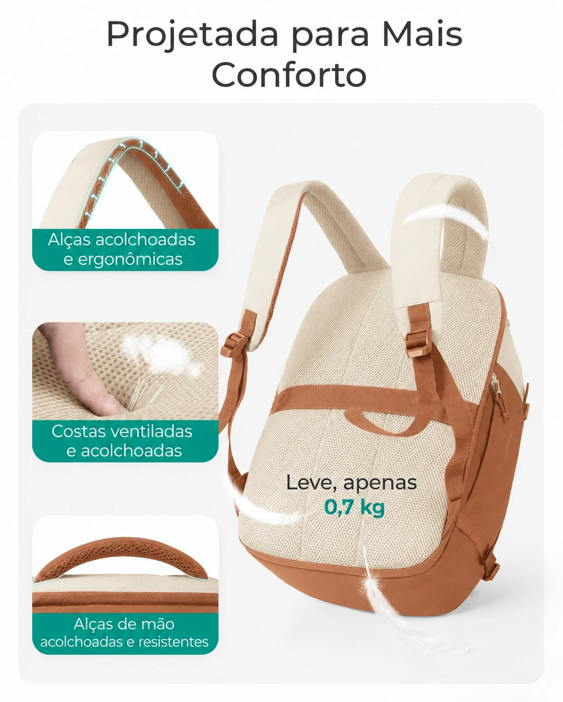 Conforto - Mochila de Viagem Bags Mart 30L Bege