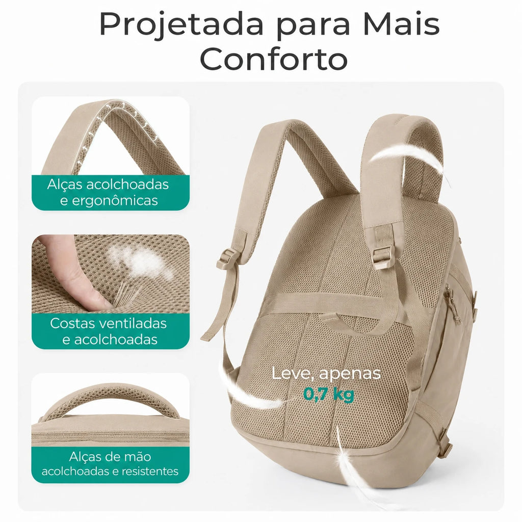 Conforto - Mochila de Viagem Bags Mart 30L Caqui