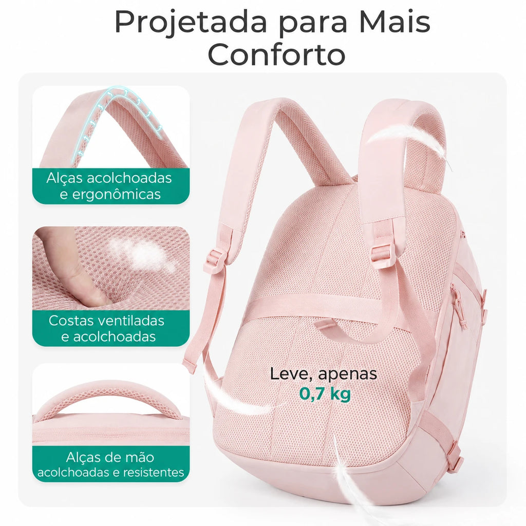 Conforto - Mochila de Viagem Bags Mart 30L Rosa