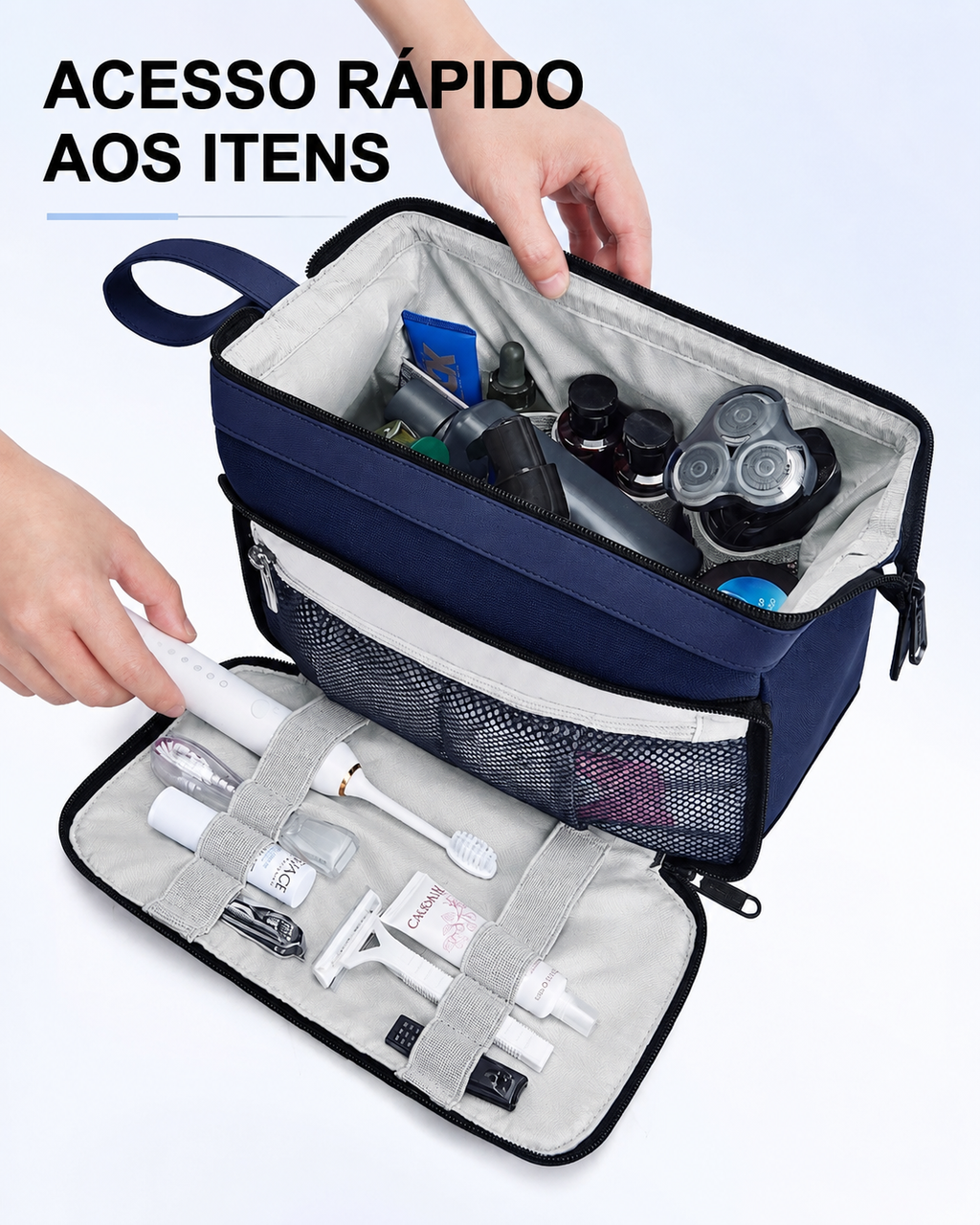 Necessaire Masculina Bags Mart Azul - Acesso Rápido aos Itens